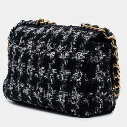 Pre Owned Chanel Black Medium Tweed 19 Flap