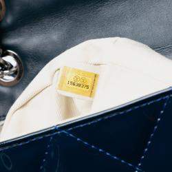 Pre Owned Chanel Navy Blue Quilted Patent In The Business Flap