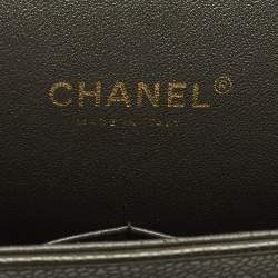 Pre Owned Chanel Classic Double Flap Maxi Green Quilted Caviar Leather Bag