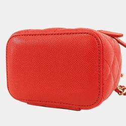 مملوكة مسبقًا Chanel Red Mini Quilted Caviar Vanity Case with Chain