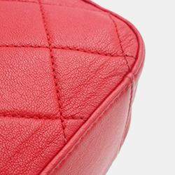 Pre Owned Chanel Red Quilted Lambskin Chain Infinity Top Handle Bag