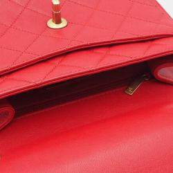 Pre Owned Chanel Red Quilted Lambskin Chain Infinity Top Handle Bag