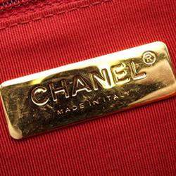 Pre Owned Chanel Red Quilted Lambskin Chain Infinity Top Handle Bag