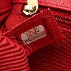 Pre Owned Chanel Red Quilted Lambskin Chain Infinity Top Handle Bag