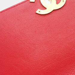 Pre Owned Chanel Red Quilted Lambskin Chain Infinity Top Handle Bag