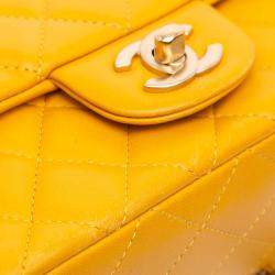 مملوكة مسبقًا Chanel Yellow Mini Rectangular Classic Lambskin Single Flap