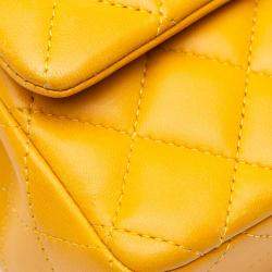 مملوكة مسبقًا Chanel Yellow Mini Rectangular Classic Lambskin Single Flap
