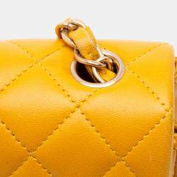 مملوكة مسبقًا Chanel Yellow Mini Rectangular Classic Lambskin Single Flap