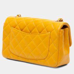 مملوكة مسبقًا Chanel Yellow Mini Rectangular Classic Lambskin Single Flap