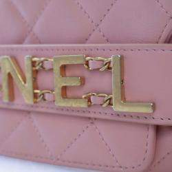 Pre Owned Chanel Pink Small Calfskin Enchained Flap Bag