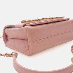 Pre Owned Chanel Pink Small Calfskin Enchained Flap Bag