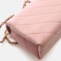 Pre Owned Chanel Pink Small Calfskin Enchained Flap Bag