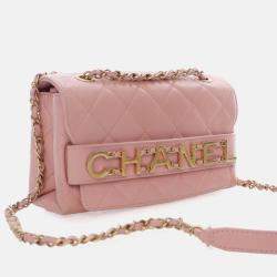 Pre Owned Chanel Pink Small Calfskin Enchained Flap Bag