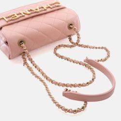 Pre Owned Chanel Pink Small Calfskin Enchained Flap Bag