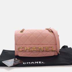 Pre Owned Chanel Pink Small Calfskin Enchained Flap Bag