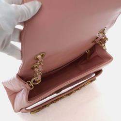 Pre Owned Chanel Pink Small Calfskin Enchained Flap Bag