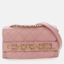 Pre Owned Chanel Pink Small Calfskin Enchained Flap Bag