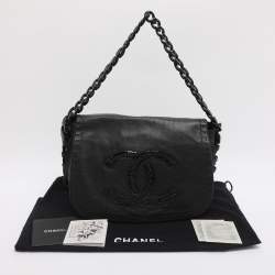 Pre Owned حقيبة شانيل بغطاء جلد أسود رودويد سلسلة حديثة