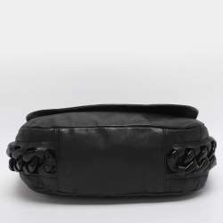 Pre Owned حقيبة شانيل بغطاء جلد أسود رودويد سلسلة حديثة