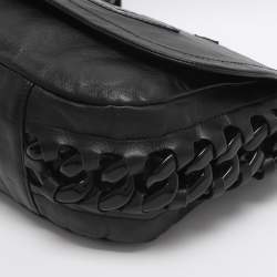 Pre Owned حقيبة شانيل بغطاء جلد أسود رودويد سلسلة حديثة