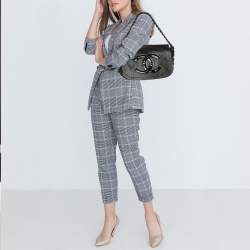 Pre Owned حقيبة شانيل بغطاء جلد أسود رودويد سلسلة حديثة