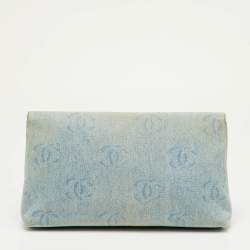 Pre Owned حقيبة كلتش شانيل فينتدج دينم سي سي أزرق بالشعار