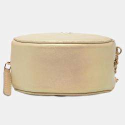 Pre Owned حقيبة كلتش شانيل دائرية جلد حمل مبطن لامعة بلون ذهبي بسلسلة