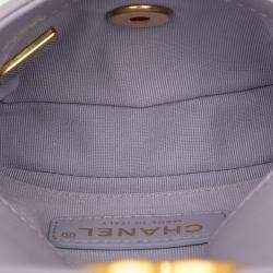 مملوكة مسبقًا حقيبة شانيل جلد العجل مبطنة صغيرة بنفسجية سلسلة محيطية بغطاء