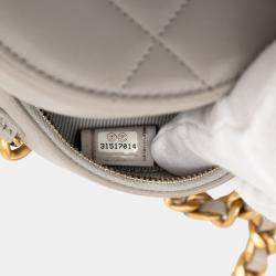 Pre Owned Chanel Brown Lambskin 19 Round Clutch with Chain