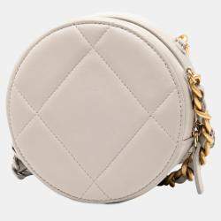 Pre Owned Chanel Brown Lambskin 19 Round Clutch with Chain