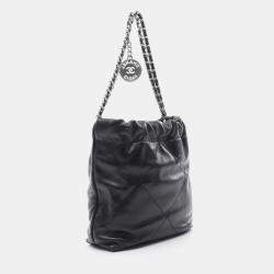 Pre Owned Chanel 22 Mini Black Leather Shoulder Bag