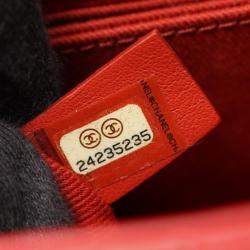 Pre Owned Chanel Matelasse Coco Handle Flap Red Calfskin Handbag