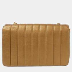 Pre Owned Chanel Gold Lambskin Leather Shoulder Bag