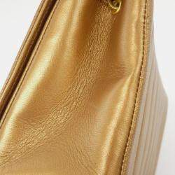 Pre Owned Chanel Gold Lambskin Leather Shoulder Bag