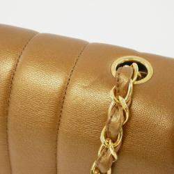 Pre Owned Chanel Gold Lambskin Leather Shoulder Bag