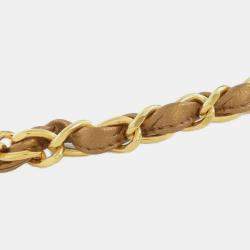 Pre Owned Chanel Gold Lambskin Leather Shoulder Bag