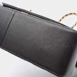 مملوكة مسبقًا حقيبة كتف شانيل ماتلاسي ديانا فلاب جلد جلد الغنم أسود