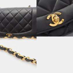 مملوكة مسبقً ا حقيبة كتف شانيل ماتلاسي ديانا فلاب جلد جلد الغنم أسود