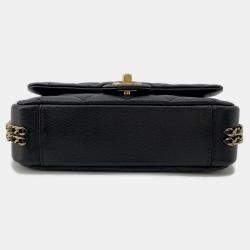 Pre Owned Chanel Mini Matelasse Caviar Leather Chain Shoulder Bag Black
