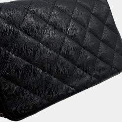 Pre Owned Chanel Mini Matelasse Caviar Leather Chain Shoulder Bag Black