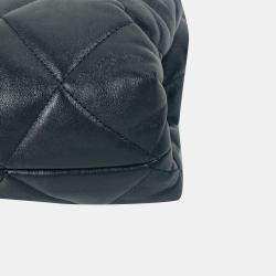 مملوكة مسبقًا حقيبة شانيل سلسلة تسوق صغيرة مبطنة علامات سي سي كوكو كتف جلد  خروف أسود