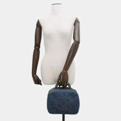 Pre Owned حقيبة شانيل فانيتي جينز أزرق مارك كوكو