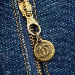 Pre Owned حقيبة شانيل فانيتي جينز أزرق مارك كوكو