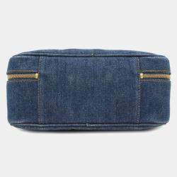 Pre Owned حقيبة شانيل فانيتي جينز أزرق مارك كوكو