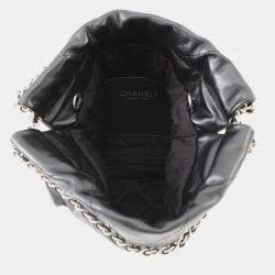 Pre Owned Chanel 22 Mini Handbag With Coco Mark Shiny Calfskin Leather Black