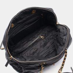 مملوكة مسبقًا Chanel Matelasse Large Bowling Bag Shoulder Nylon Leather Black