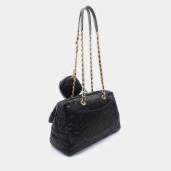 مملوكة مسبقًا Chanel Matelasse Large Bowling Bag Shoulder Nylon Leather Black