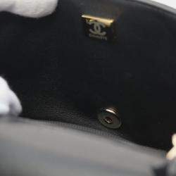 Pre Owned Chanel Chocolate Bar Mini Flap Shoulder Bag Lambskin (Sheepskin) Black