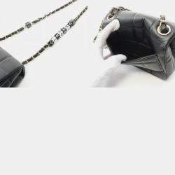 Pre Owned Chanel Chocolate Bar Mini Flap Shoulder Bag Lambskin (Sheepskin) Black