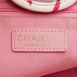 مملوكة مسبقًا Chanel Deauville Tote Bag Handbag Pink Multicolor Velour Leather